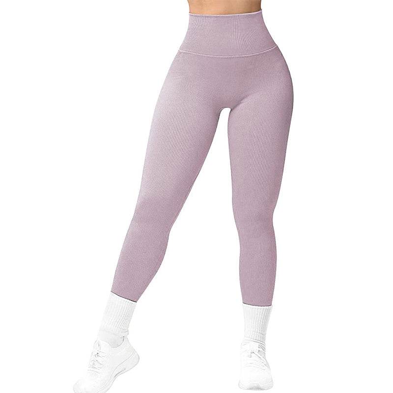 High Waist Seamless Leggings Threaded Knitted Fitness Pants Solid Women's Slimming Sports Yoga Pants Elastic Running Sport Leggings - ProTrendyz
