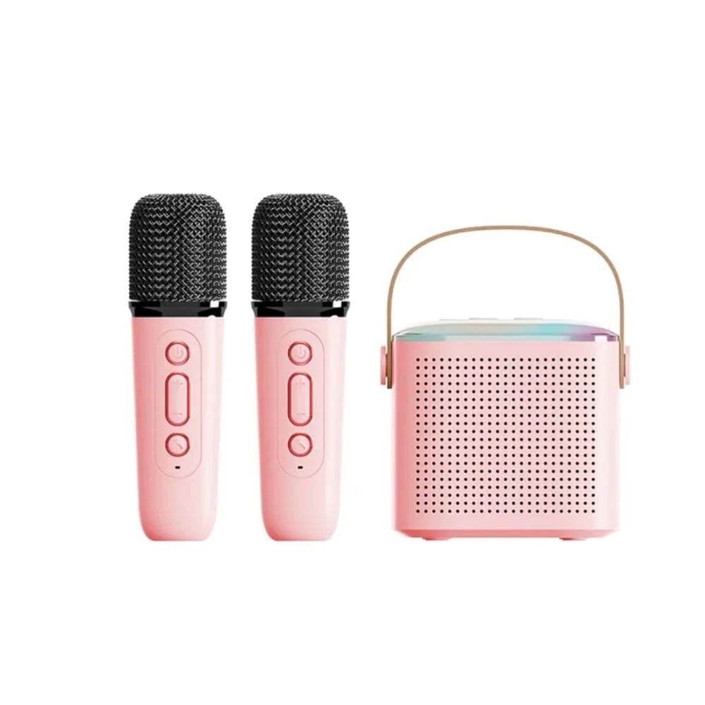 Microphone Karaoke Machine Bluetooth-compatible Speaker With 2 Wireless Mic RGB Light Home Family Singing Speaker - ProTrendyz