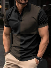 Casual Sports Short Sleeve Color Stitching Turnover Neck Polo Shirt Men Clothing - ProTrendyz