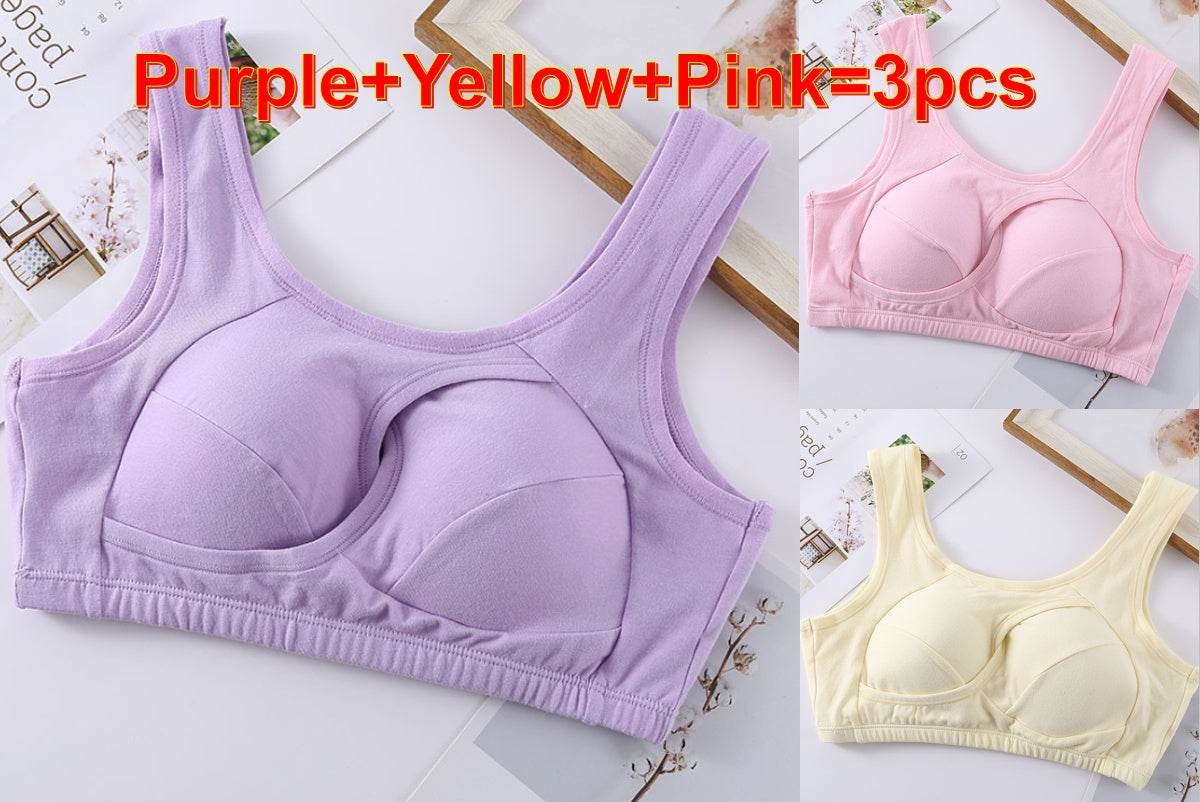 Plus Size Women Bra Ladies Cotton Quake-Proof Underwear Sleep Tops No Buckles Non Wire Lingerie With Removable Padded - ProTrendyz