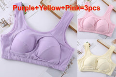 Plus Size Women Bra Ladies Cotton Quake-Proof Underwear Sleep Tops No Buckles Non Wire Lingerie With Removable Padded - ProTrendyz
