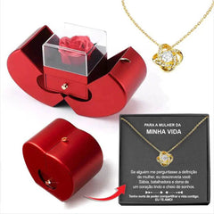 Fashion Jewelry Box Red Apple Christmas Gift Necklace Eternal Rose For Girl Mother's Day Valentine's Day Gifts With Artificial Flower Rose Flower Jewelry Box US - ProTrendyz