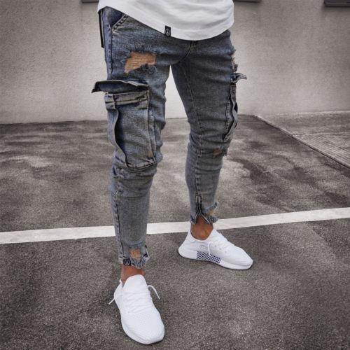 Cargo Hole Denim Jeans Men - ProTrendyz