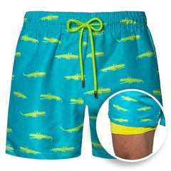 Men's Printed Beach Shorts Sports Double Layer Shorts Summer - ProTrendyz