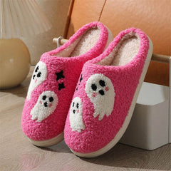 Halloween Cartoon Ghost Cotton Slippers For Women Indoor Non-slip Bedroom Floor Slipper Winter House Shoes - ProTrendyz