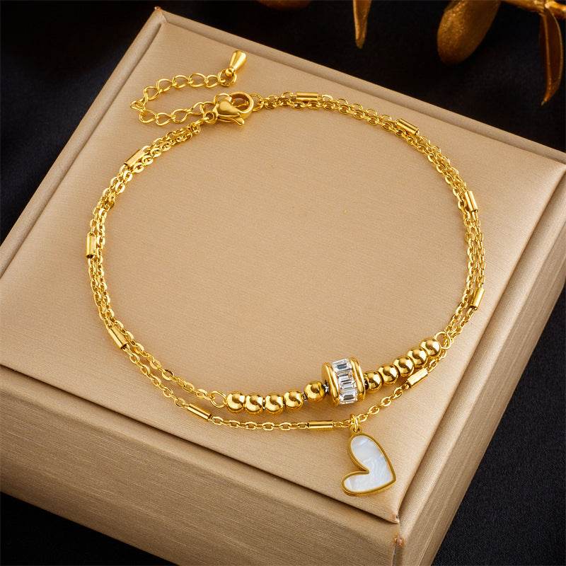 Fashion Jewelry Boho Classic Love Heart Ankle Chain Double Layer Chain Bracelet Anklet Charm Tassel Leg Chain On Foot Chain Women Party Jewelry Accessories - ProTrendyz