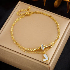 Fashion Jewelry Boho Classic Love Heart Ankle Chain Double Layer Chain Bracelet Anklet Charm Tassel Leg Chain On Foot Chain Women Party Jewelry Accessories - ProTrendyz