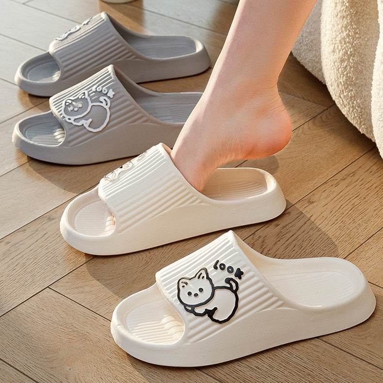 Cute Cat Slippers Summer Women Home Shoes Bath Thick Platform Non-Slip Slides Indoor Outdoor - ProTrendyz