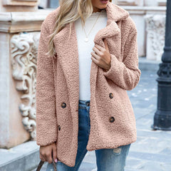 Loose Lapel Fluffy Coat Winter Button Jacket Cardigan Outwear For Women Clothing - ProTrendyz