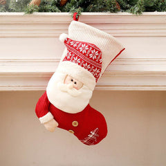 Large Red White Knitted Christmas Stocking Santa Claus Fireplace Decor Socks Xmas Gift Bags Candy Holder Decor For Home - ProTrendyz