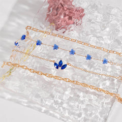 4pcs Blue Flower Love Butterfly Bracelet Set With Rhinestones Design Valentines Day - ProTrendyz