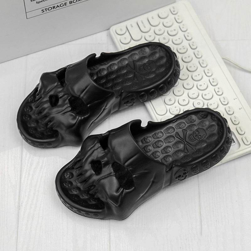 Personalized Skull Design Halloween Slippers Bathroom Indoor Outdoor Funny Slides Beach Shoes - ProTrendyz