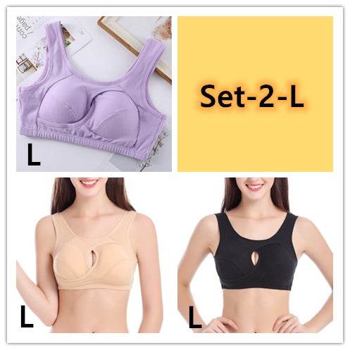 Plus Size Women Bra Ladies Cotton Quake-Proof Underwear Sleep Tops No Buckles Non Wire Lingerie With Removable Padded - ProTrendyz