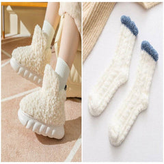 Winter Package Heeled Waterproof Home Indoor And Outdoor Wear Cute High Helper Cotton Slippers - ProTrendyz