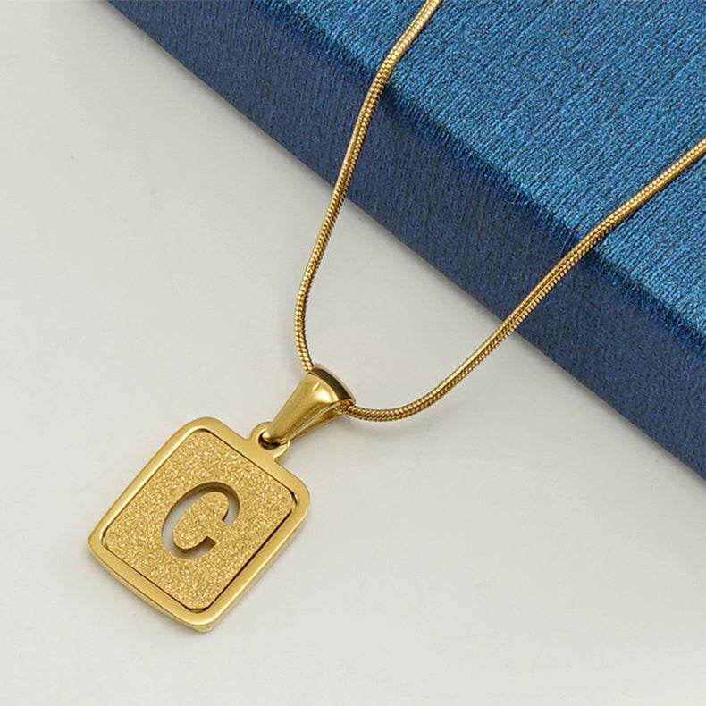 Alphabet Necklace 26 Letters Hollow Out Square 18K Necklace Fashion Jewelry - ProTrendyz