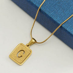 Alphabet Necklace 26 Letters Hollow Out Square 18K Necklace Fashion Jewelry - ProTrendyz
