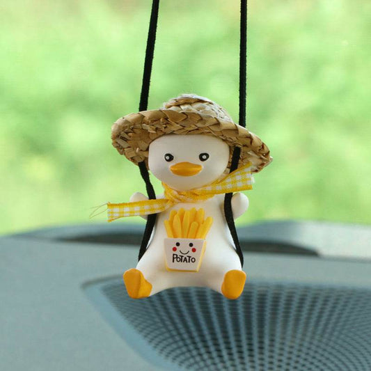 Car Pendant Cute Anime Little Duck Swing Auto Rearview Mirror Hanging Ornaments Interior Decoraction Accessories For Girls Gifts - ProTrendyz