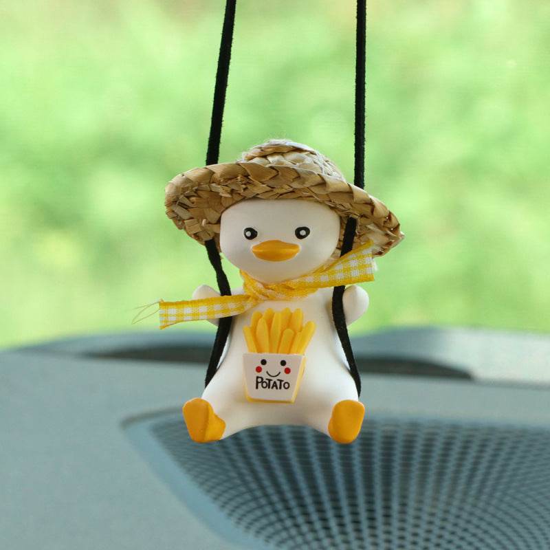 Car Pendant Cute Anime Little Duck Swing Auto Rearview Mirror Hanging Ornaments Interior Decoraction Accessories For Girls Gifts - ProTrendyz
