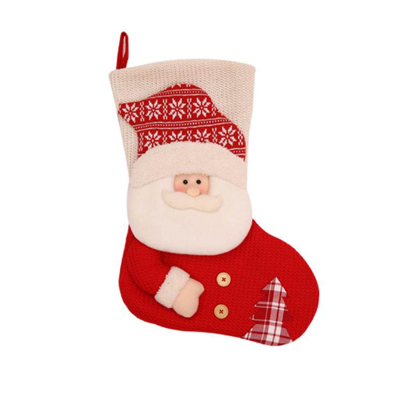 Large Red White Knitted Christmas Stocking Santa Claus Fireplace Decor Socks Xmas Gift Bags Candy Holder Decor For Home - ProTrendyz