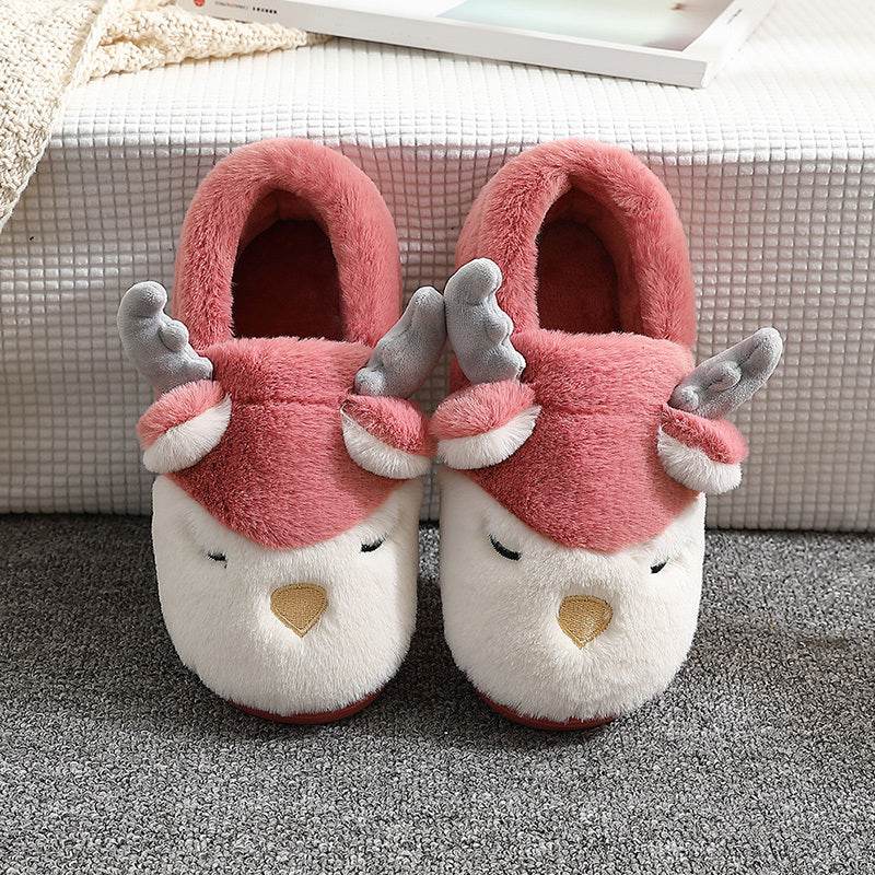 Christmas Shoes Winter Home Slippers Elk Plush Bedroom Slipper House Shoes For Women Men - ProTrendyz