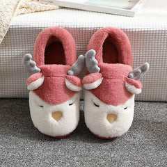 Christmas Shoes Winter Home Slippers Elk Plush Bedroom Slipper House Shoes For Women Men - ProTrendyz