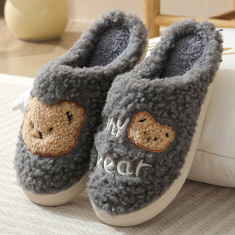 Bear Slippers Winter Warm House Shoes For Women Couple - ProTrendyz