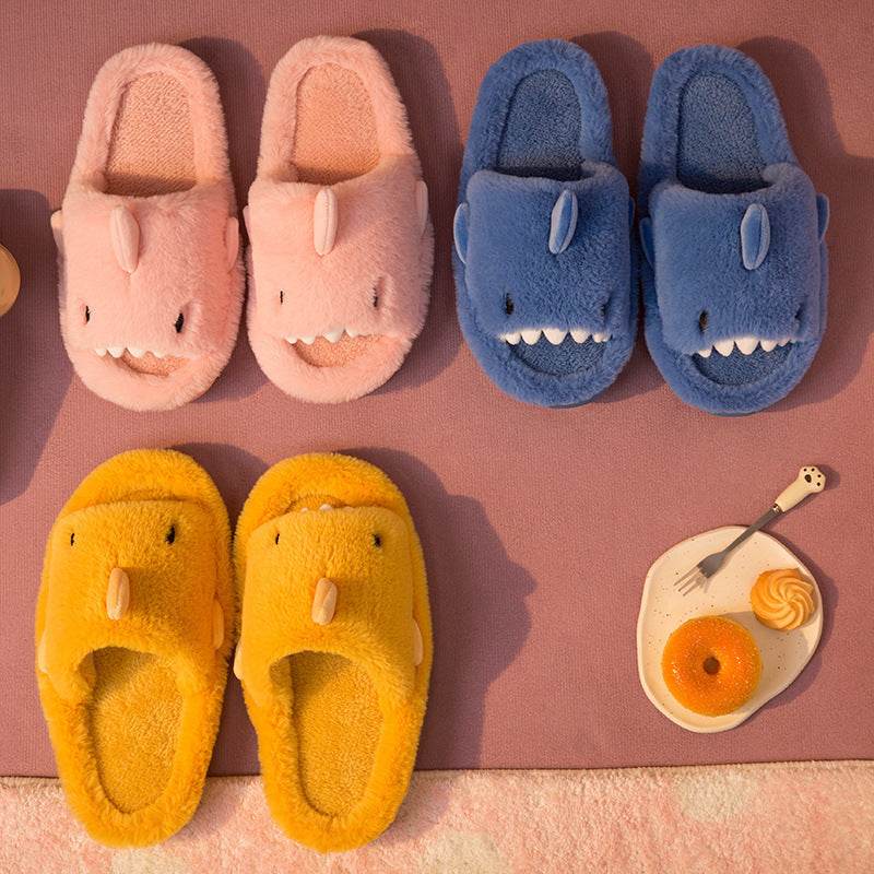 Shark Slippers Fluffy Slippers For Women Couple House Shoes Winter - ProTrendyz