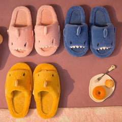 Shark Slippers Fluffy Slippers For Women Couple House Shoes Winter - ProTrendyz
