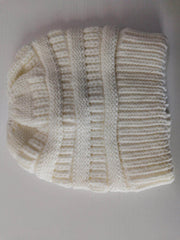 Mixed Color Knitted Wool Hat Ladies Non-labeled Ponytail Hat - ProTrendyz