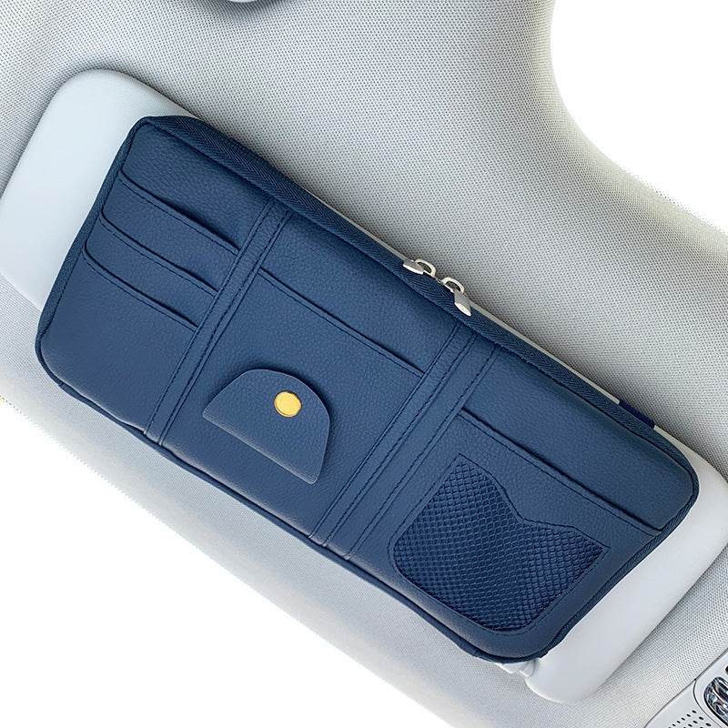 Car Sun Visor Organizer Storage Holder Full Leather Wrap - ProTrendyz