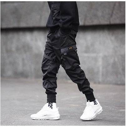 Hot Sale Men Black Hip Hop Cargo Pants Elastic Waist Jogger Trousers Sweatpants Pockets Full Length Casual Fashion - ProTrendyz