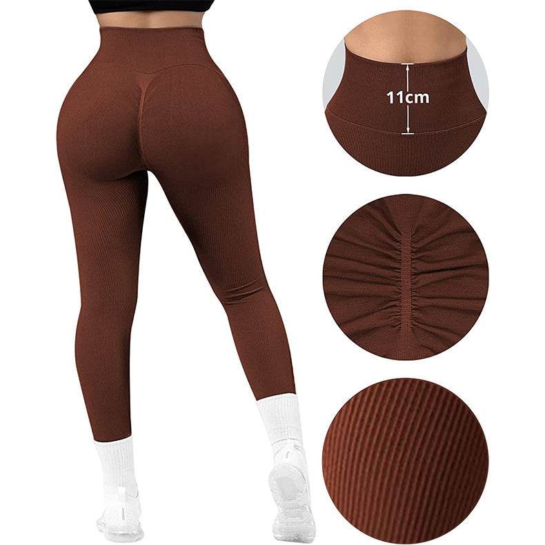 High Waist Seamless Leggings Threaded Knitted Fitness Pants Solid Women's Slimming Sports Yoga Pants Elastic Running Sport Leggings - ProTrendyz
