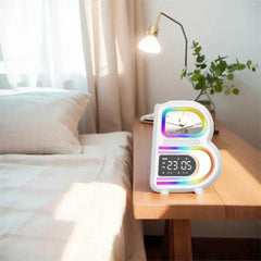 2025 New B-Shaped Bluetooth Speaker Multifunctional Smart Music Rhythm Lighting Phone Wireless Charger TF Card AUX Input Standard Mode - ProTrendyz