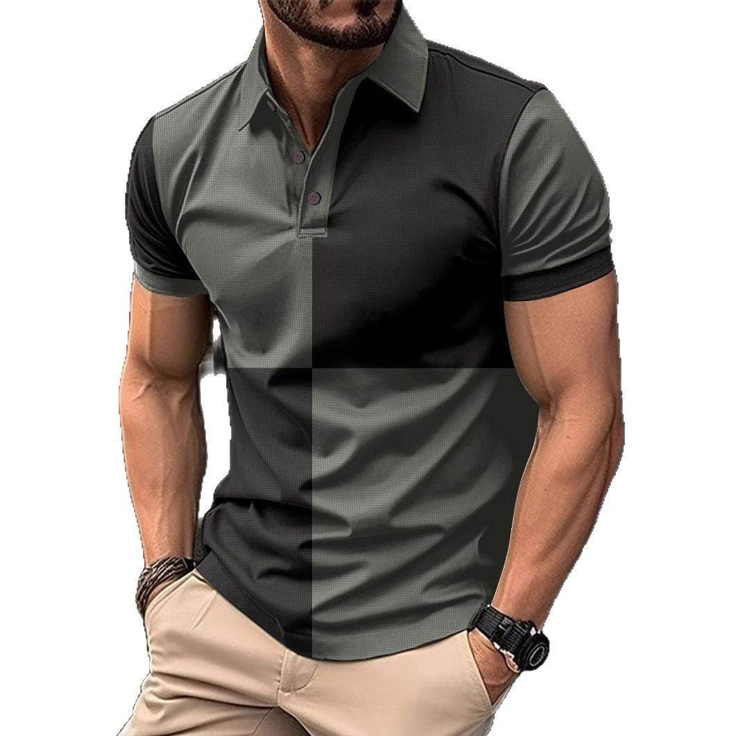 Casual Sports Short Sleeve Color Stitching Turnover Neck Polo Shirt Men Clothing - ProTrendyz