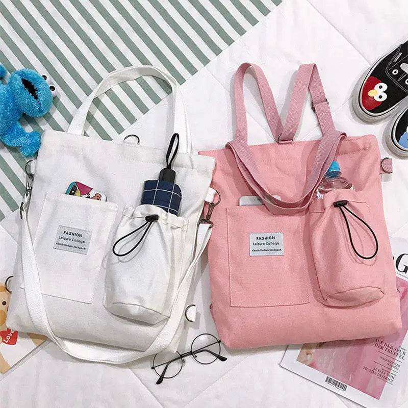 Harajuku Canvas Bags Students Handbag With Pockets Preppy Buckpack Shoulder Bag For Women US - ProTrendyz