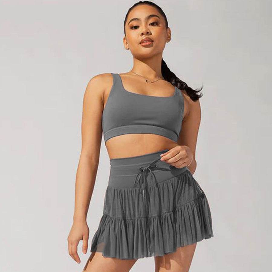 High Waist Dress Lace-up Sports Skirt With Anti-exposure Safety Pants Summer Fashion Pleated Skirt Womens Clothing - ProTrendyz