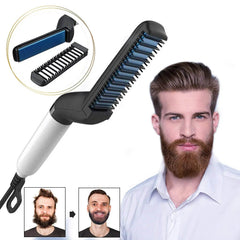 Electric Hair Straightener Brush,Men Quick Beard Straightener Styler Comb,Hair Straightening,Curly Hair Straightening Comb,Side Hair Detangling,Multifunctional Hair Curling Curler US - ProTrendyz