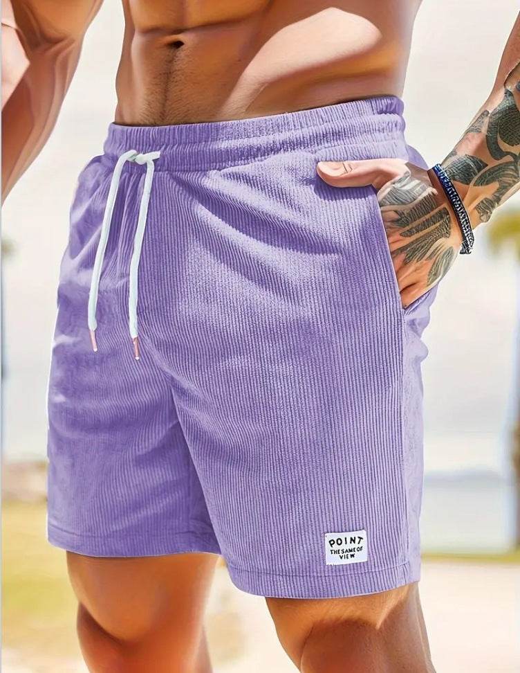 Lace-up Drawstring Shorts Summer Corduroy Sports Short Pants Mens Clothing - ProTrendyz