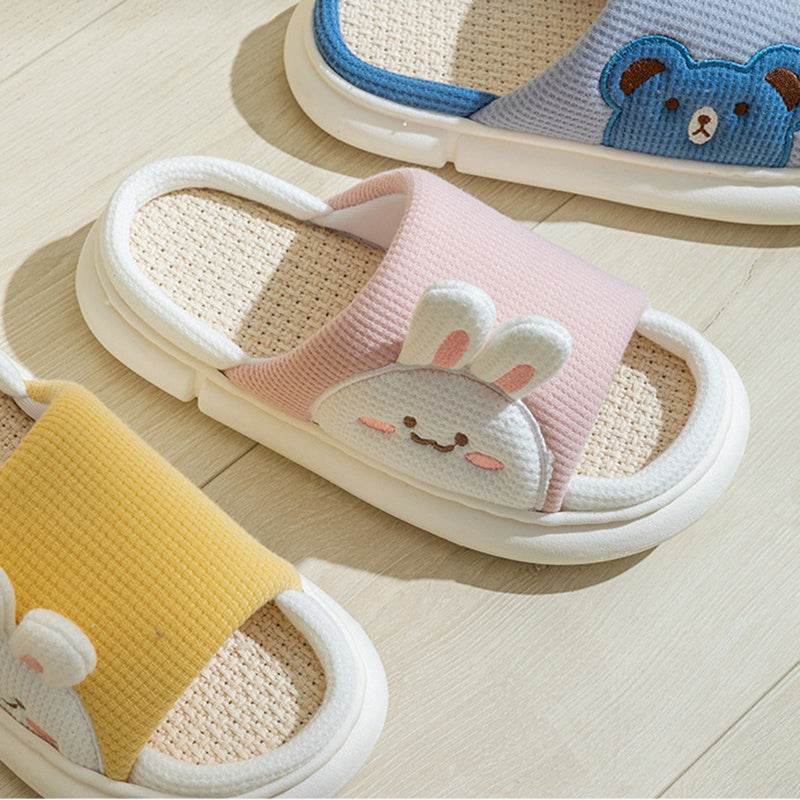 Cute Rabbit Slippers Linen House Shoes For Women - ProTrendyz