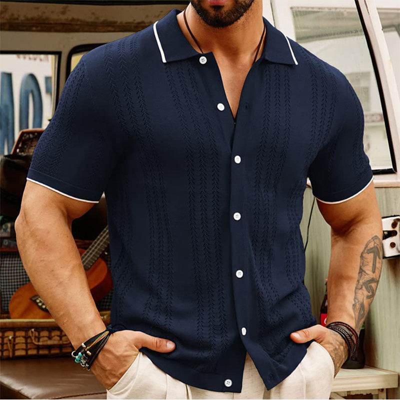 Short-sleeved Polo Shirt Summer Button Lapel Top Fashion Business Men's Clothing - ProTrendyz