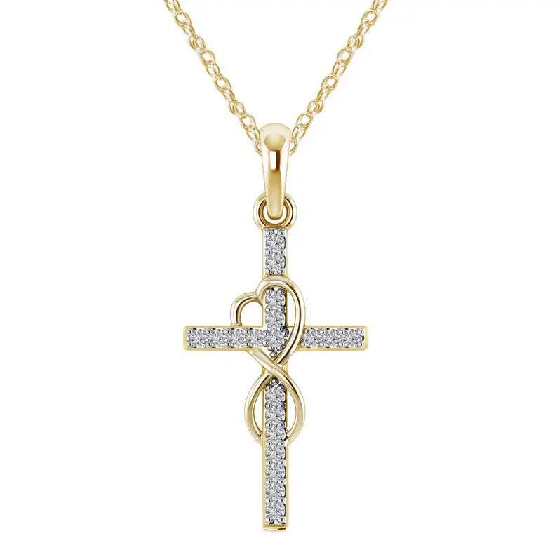 Alloy Pendant With Diamond And Eight-character Cross Necklace US - ProTrendyz
