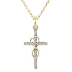 Alloy Pendant With Diamond And Eight-character Cross Necklace US - ProTrendyz