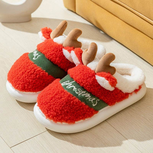 Christmas Shoes Winter Home Slippers Elk Soft Cozy Bedroom Slipper Slip On House Shoes - ProTrendyz