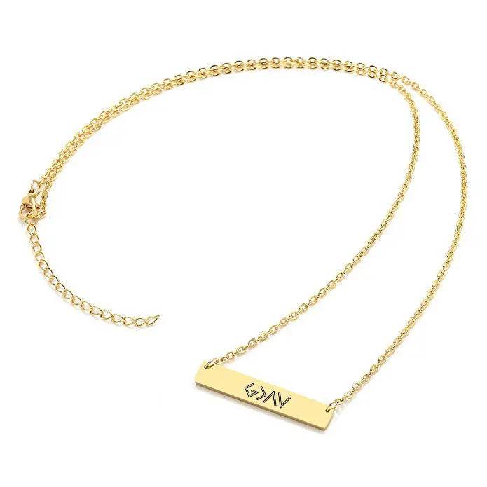 European And American Fashion One Word Horizontal Bar Pendant Necklace US - ProTrendyz