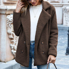 Loose Lapel Fluffy Coat Winter Button Jacket Cardigan Outwear For Women Clothing - ProTrendyz