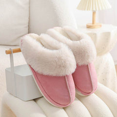 Winter Warm Plush Home Slippers Indoor Fur Slippers Women Soft Lined Cotton Shoes Comfy Non-Slip Bedroom Fuzzy House Shoes Women Couple - ProTrendyz
