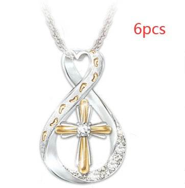 Cross Footprint Diamond Pendant Two Tone - ProTrendyz