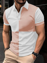 Casual Sports Short Sleeve Color Stitching Turnover Neck Polo Shirt Men Clothing - ProTrendyz