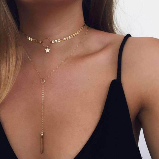 Star Goddess Duo Layering Choker Necklace - ProTrendyz