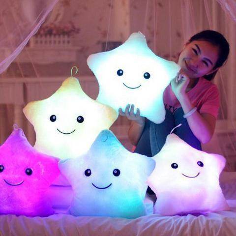 34CM Unique Toy Luminous Pillow Vivid Star Design LED Light Colorful Cushion Stars Plush Pillow Toys Gift For Kids Children Girl - ProTrendyz